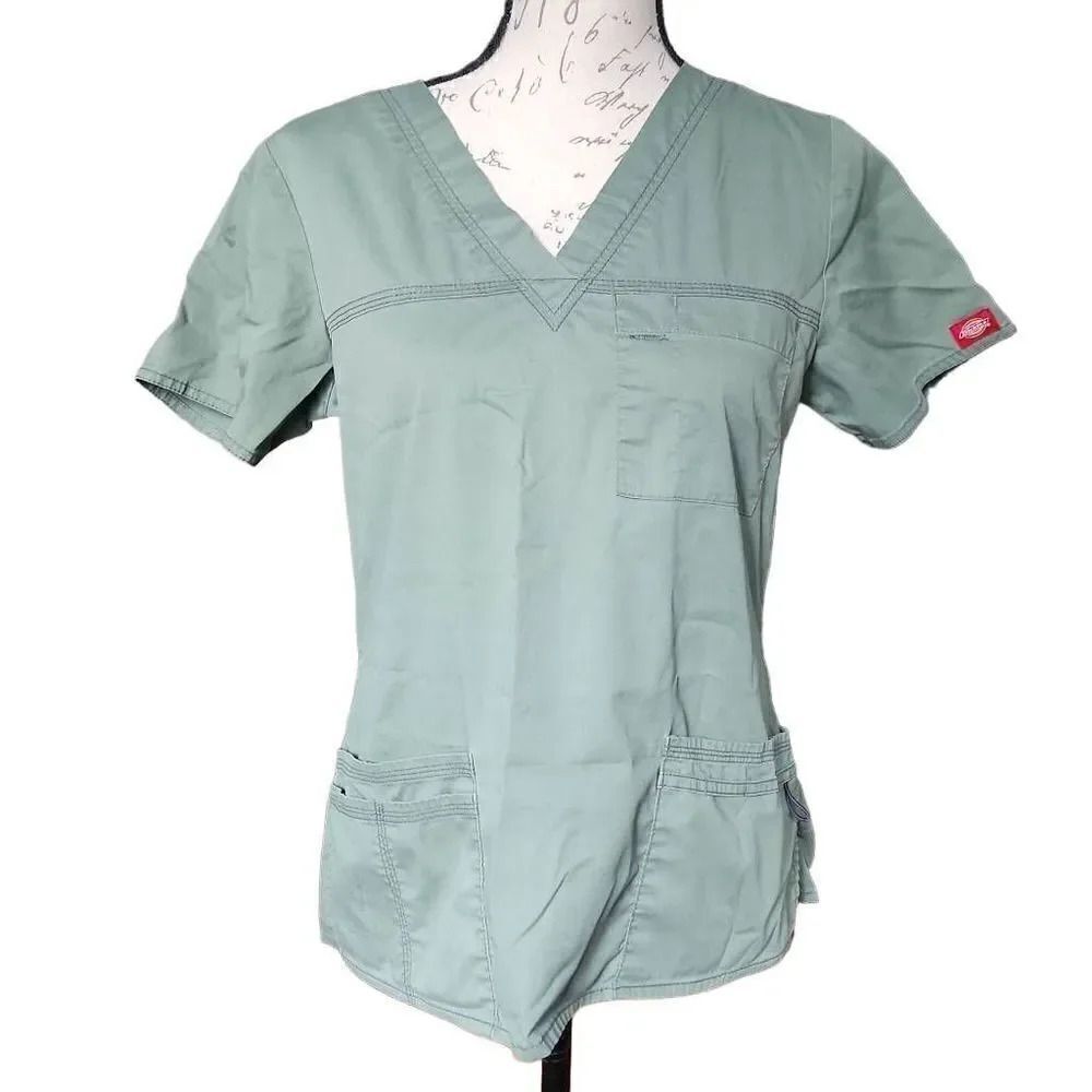 Dickies Ladies Size Small Olive Green Scrub Top
